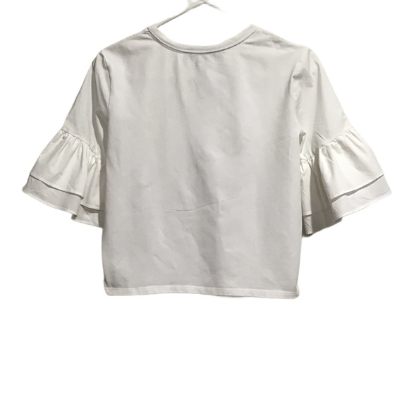 Veronica Beard Jeans Women’s White Blouse Flared Ruffle Short Sleeve - Picture 2 of 8